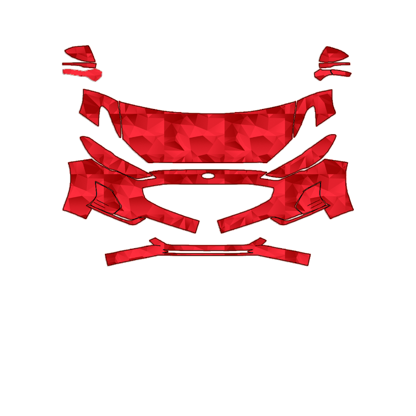 2019–2021 Ford Fusion — partial-front PPF pattern layout (illustration).