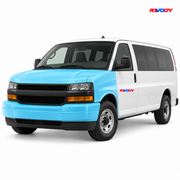 Chevrolet Express 2019–2025 Full Front coverage in blue with RAVOOY logo