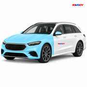 Mercedes-Benz E-Class 2024–2026 Full Front coverage in blue with RAVOOY logo