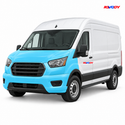 Ford E-Transit Cargo Van 2022–2026 Full Front coverage in blue with RAVOOY logo